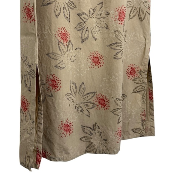 Vintage Silk Floral Maxi Sun Dress Size 14 Tan Red 90s Liz Claiborne - Picture 4 of 8